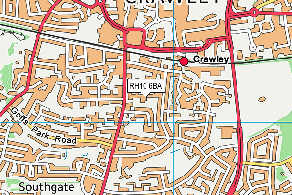 RH10 6BA map - OS VectorMap District (Ordnance Survey)