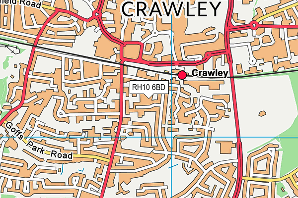 RH10 6BD map - OS VectorMap District (Ordnance Survey)