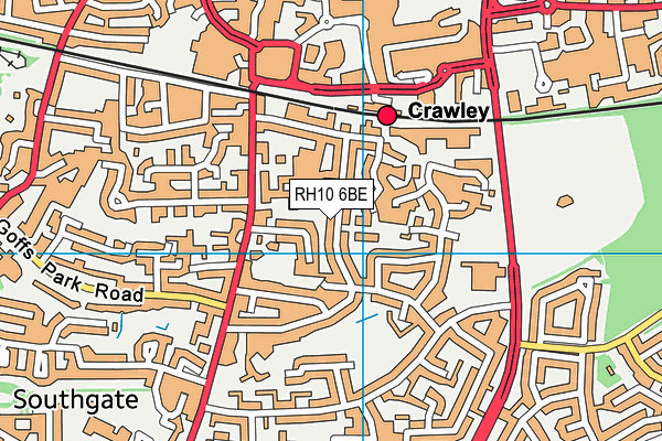 RH10 6BE map - OS VectorMap District (Ordnance Survey)