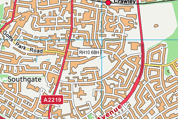 RH10 6BH map - OS VectorMap District (Ordnance Survey)