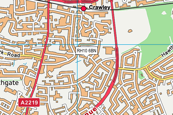 RH10 6BN map - OS VectorMap District (Ordnance Survey)