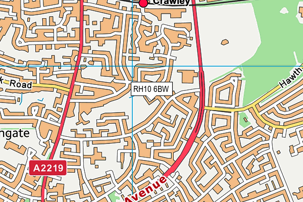 RH10 6BW map - OS VectorMap District (Ordnance Survey)