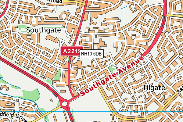 RH10 6DB map - OS VectorMap District (Ordnance Survey)