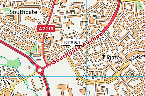 RH10 6DT map - OS VectorMap District (Ordnance Survey)