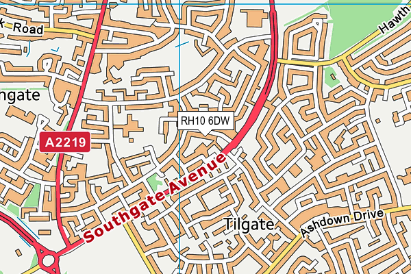 RH10 6DW map - OS VectorMap District (Ordnance Survey)