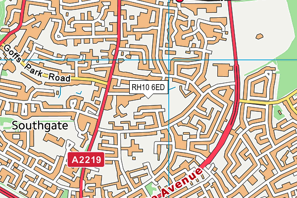 RH10 6ED map - OS VectorMap District (Ordnance Survey)