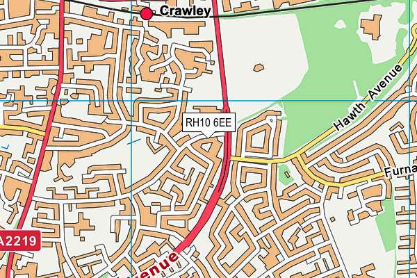 RH10 6EE map - OS VectorMap District (Ordnance Survey)