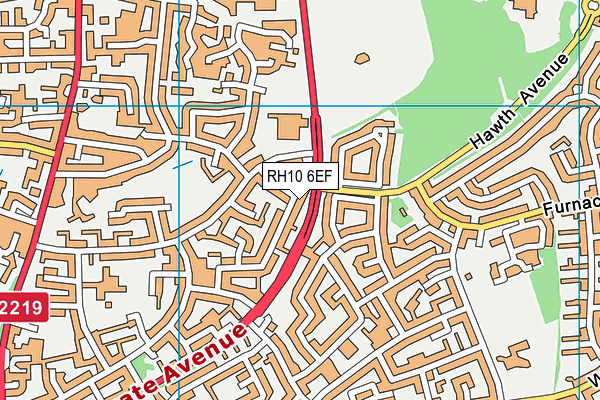 RH10 6EF map - OS VectorMap District (Ordnance Survey)
