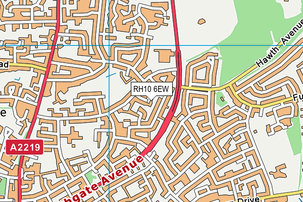 RH10 6EW map - OS VectorMap District (Ordnance Survey)