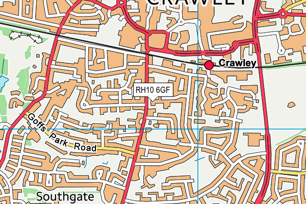 RH10 6GF map - OS VectorMap District (Ordnance Survey)