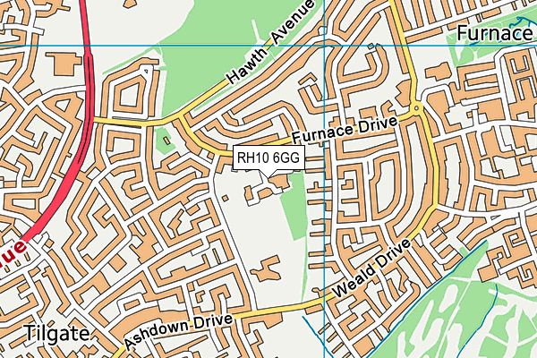RH10 6GG map - OS VectorMap District (Ordnance Survey)