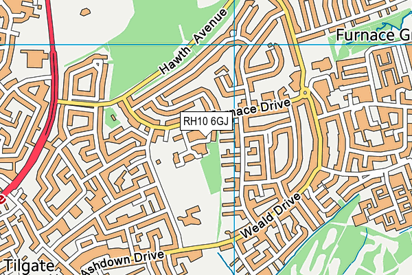 RH10 6GJ map - OS VectorMap District (Ordnance Survey)