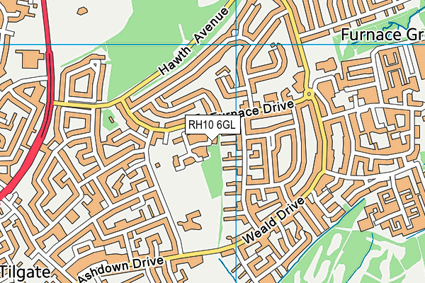 RH10 6GL map - OS VectorMap District (Ordnance Survey)