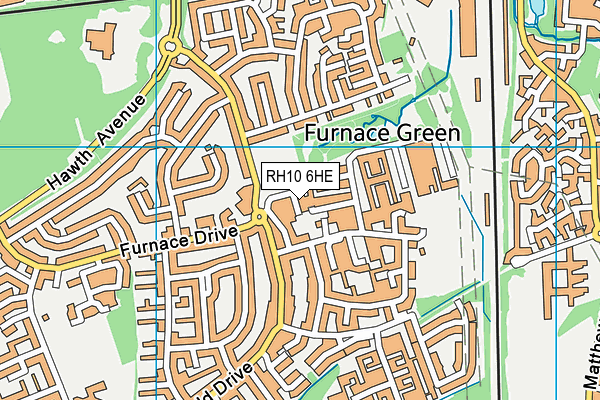 RH10 6HE map - OS VectorMap District (Ordnance Survey)