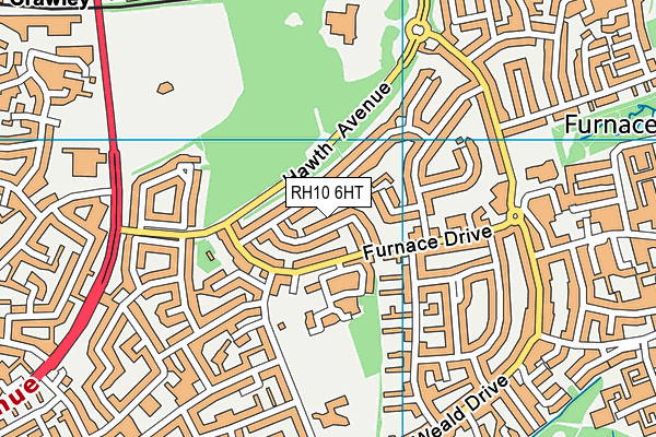 RH10 6HT map - OS VectorMap District (Ordnance Survey)