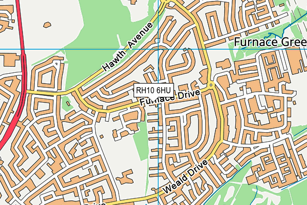 RH10 6HU map - OS VectorMap District (Ordnance Survey)