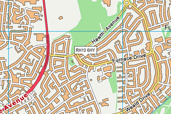 RH10 6HY map - OS VectorMap District (Ordnance Survey)