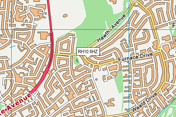 RH10 6HZ map - OS VectorMap District (Ordnance Survey)