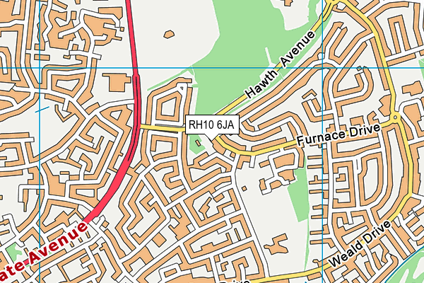 RH10 6JA map - OS VectorMap District (Ordnance Survey)