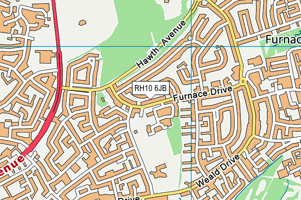 RH10 6JB map - OS VectorMap District (Ordnance Survey)