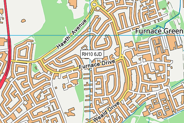 RH10 6JD map - OS VectorMap District (Ordnance Survey)