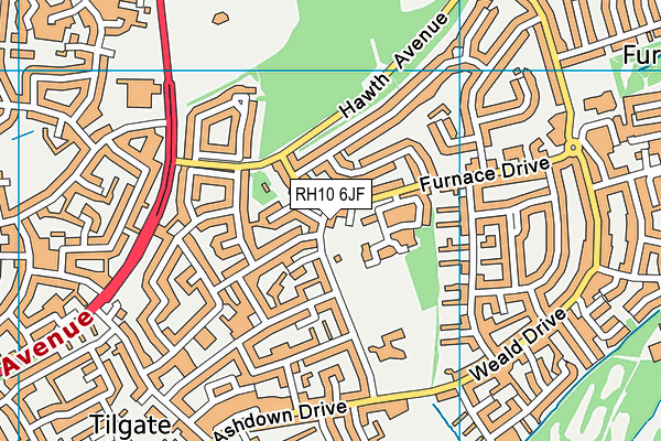 RH10 6JF map - OS VectorMap District (Ordnance Survey)