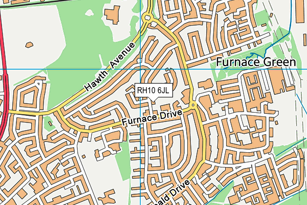 RH10 6JL map - OS VectorMap District (Ordnance Survey)