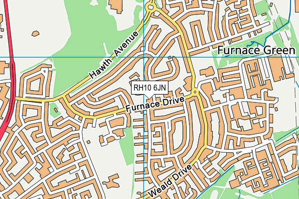 RH10 6JN map - OS VectorMap District (Ordnance Survey)
