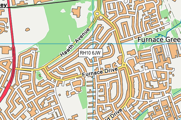 RH10 6JW map - OS VectorMap District (Ordnance Survey)