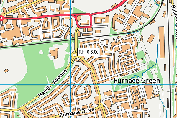 RH10 6JX map - OS VectorMap District (Ordnance Survey)