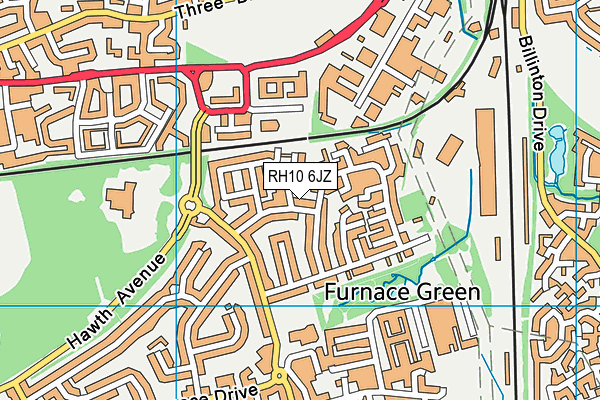 RH10 6JZ map - OS VectorMap District (Ordnance Survey)