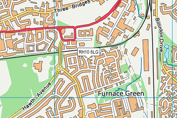 RH10 6LG map - OS VectorMap District (Ordnance Survey)