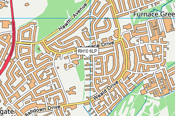 RH10 6LP map - OS VectorMap District (Ordnance Survey)