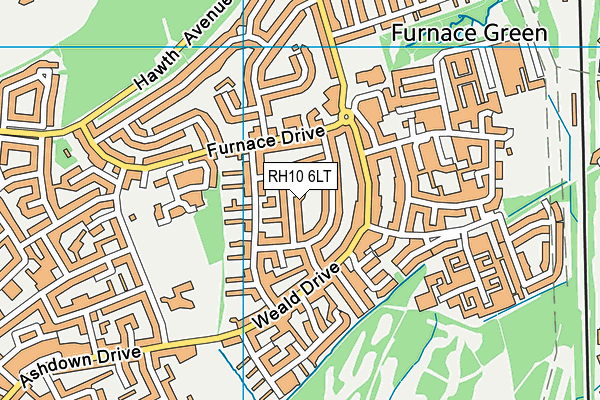 RH10 6LT map - OS VectorMap District (Ordnance Survey)