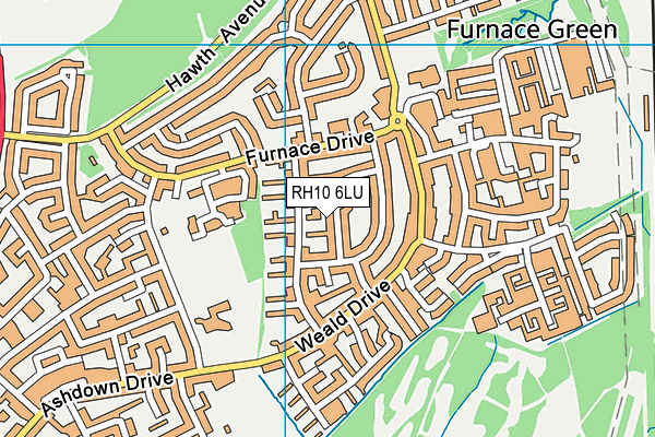 RH10 6LU map - OS VectorMap District (Ordnance Survey)