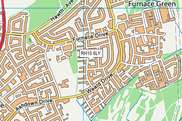 RH10 6LY map - OS VectorMap District (Ordnance Survey)