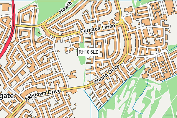 RH10 6LZ map - OS VectorMap District (Ordnance Survey)