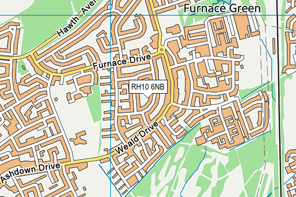 RH10 6NB map - OS VectorMap District (Ordnance Survey)