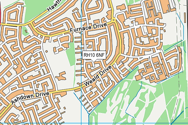 RH10 6NF map - OS VectorMap District (Ordnance Survey)