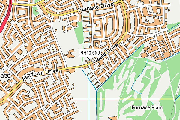 RH10 6NJ map - OS VectorMap District (Ordnance Survey)