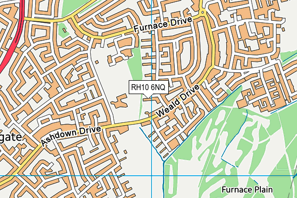 RH10 6NQ map - OS VectorMap District (Ordnance Survey)