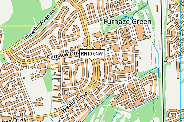 RH10 6NW map - OS VectorMap District (Ordnance Survey)