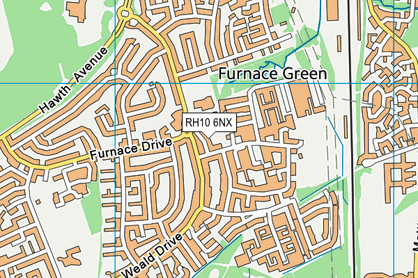 RH10 6NX map - OS VectorMap District (Ordnance Survey)