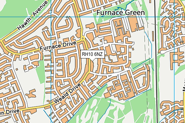 RH10 6NZ map - OS VectorMap District (Ordnance Survey)