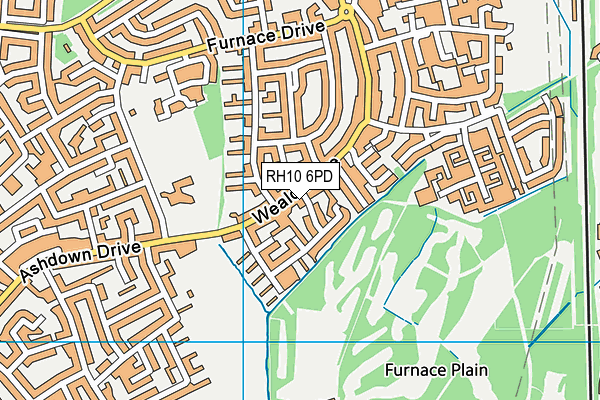 RH10 6PD map - OS VectorMap District (Ordnance Survey)