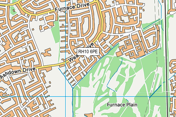 RH10 6PE map - OS VectorMap District (Ordnance Survey)