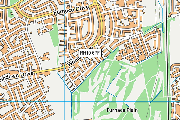 RH10 6PF map - OS VectorMap District (Ordnance Survey)