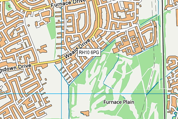 RH10 6PG map - OS VectorMap District (Ordnance Survey)