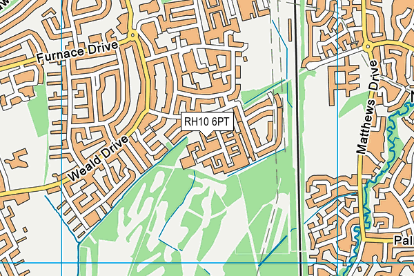 RH10 6PT map - OS VectorMap District (Ordnance Survey)