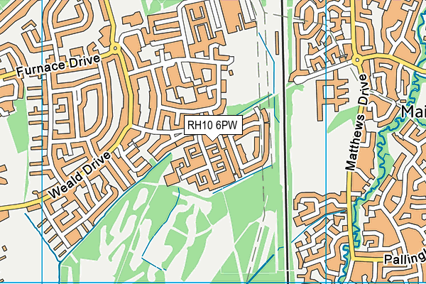 RH10 6PW map - OS VectorMap District (Ordnance Survey)